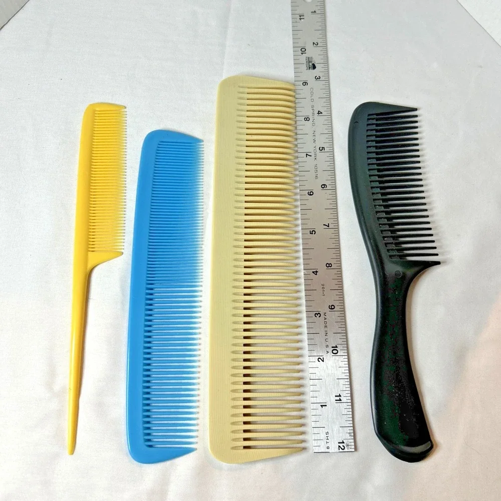 Lot of 4 Vintage Styling Hair Combs DU PONT‎ Nylon Gayla Rat Tail
